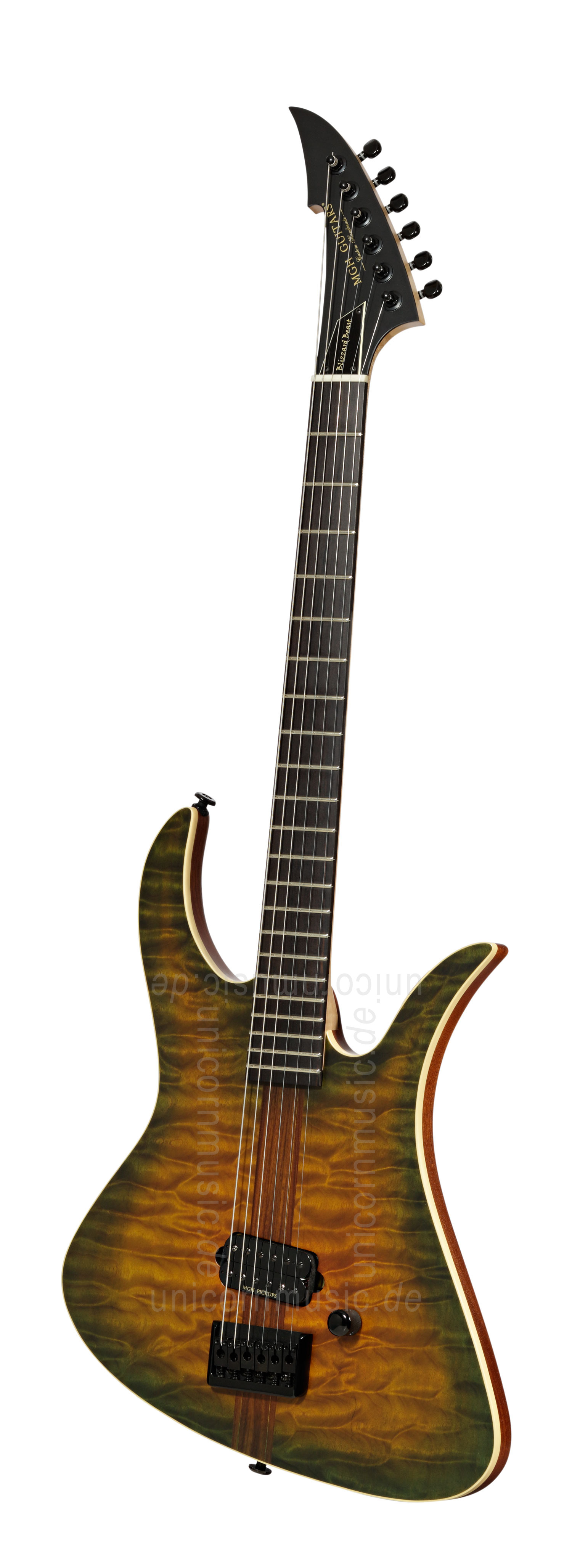 to article description / price Electric MGH GUITARS Blizzard Beast Deluxe - green amber burst  - made in Germany