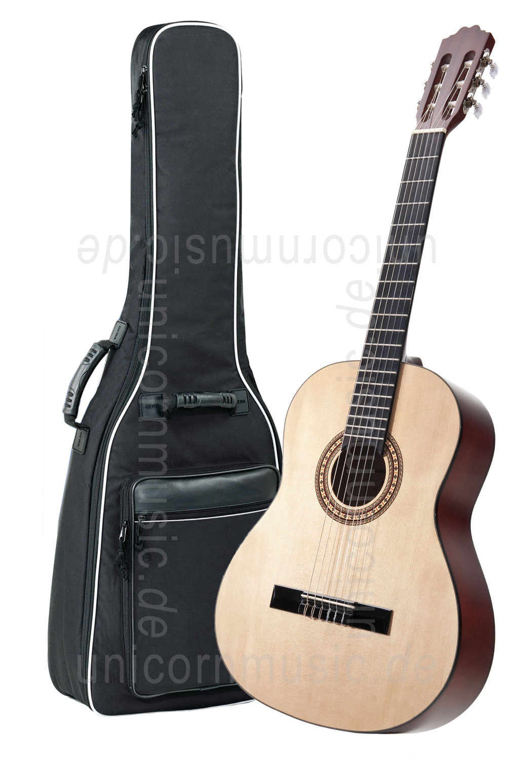 to article description / price Classical Guitar Beginners Set KIRKLAND - laminated spruce top - gigbag + stand + footstool