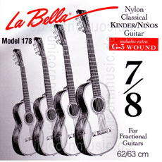 Large view Children's- Classical Guitar Strings Set 7/8 - LA BELLA 178 - normal Tension