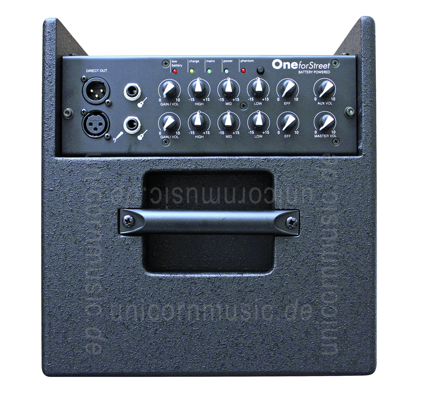 to article description / price Acoustic Amplifier - ACUS ONE FOR STREET black - 3x channel (2x Instrumental / independently controllable) - integrated battery